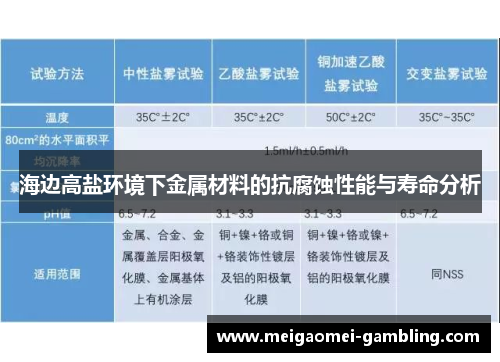 海边高盐环境下金属材料的抗腐蚀性能与寿命分析